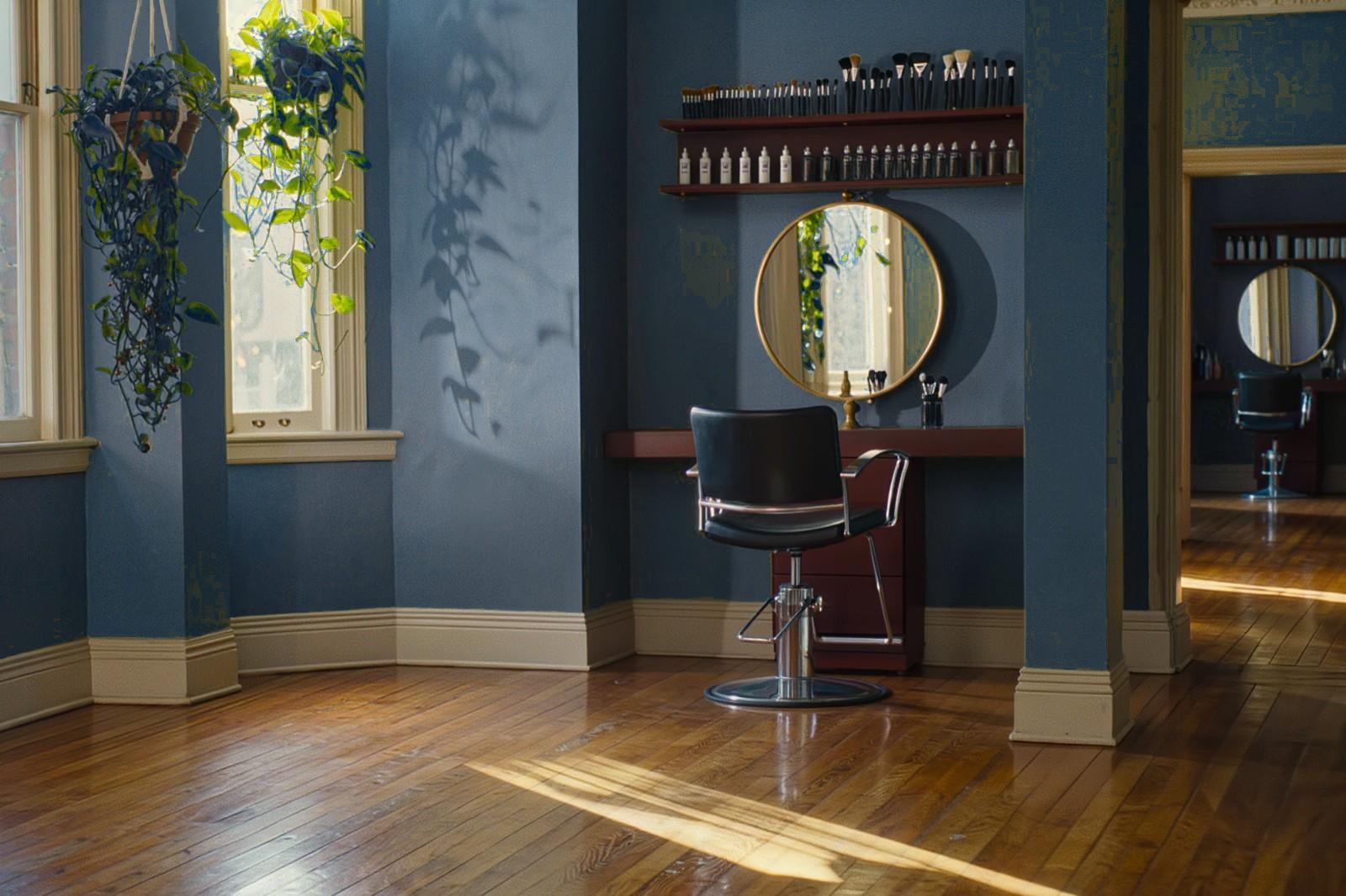 A well-kept independent hair salon in soft morning light